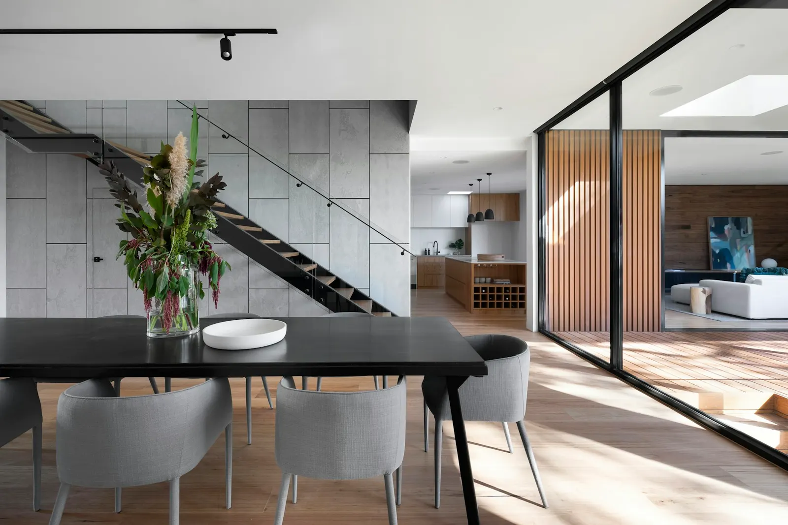 Architectural reference showing the relationship between concrete, timber and daylight